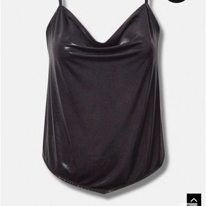 Torrid Liquid Shine Cowl Cami size 2 NWT Black